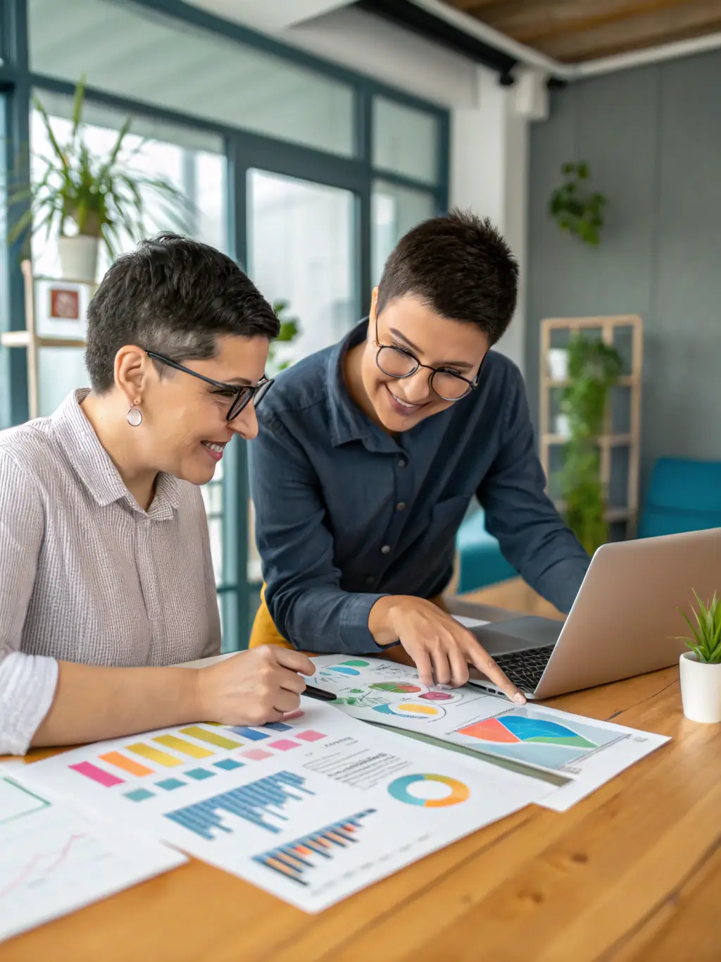 A coach presenting data-driven insights on supply chain performance to a business owner.