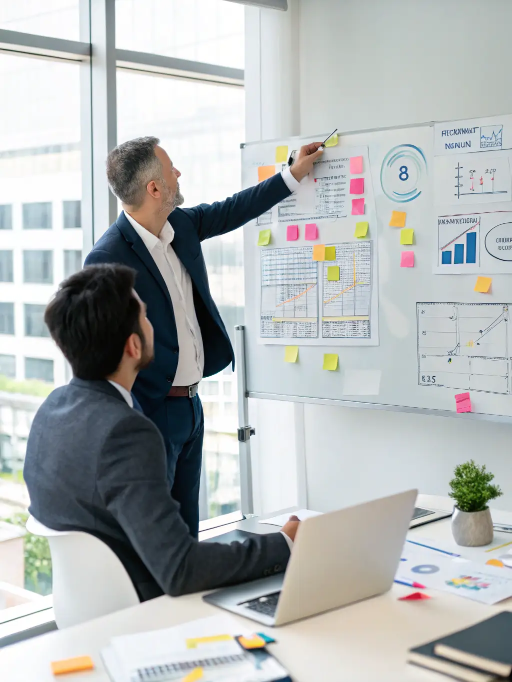 A business coach presenting a customized supply chain optimization plan to a client, highlighting specific recommendations and expected outcomes.